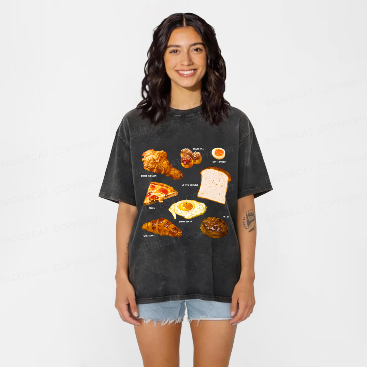 Baddiecat Food Washed T-shirt