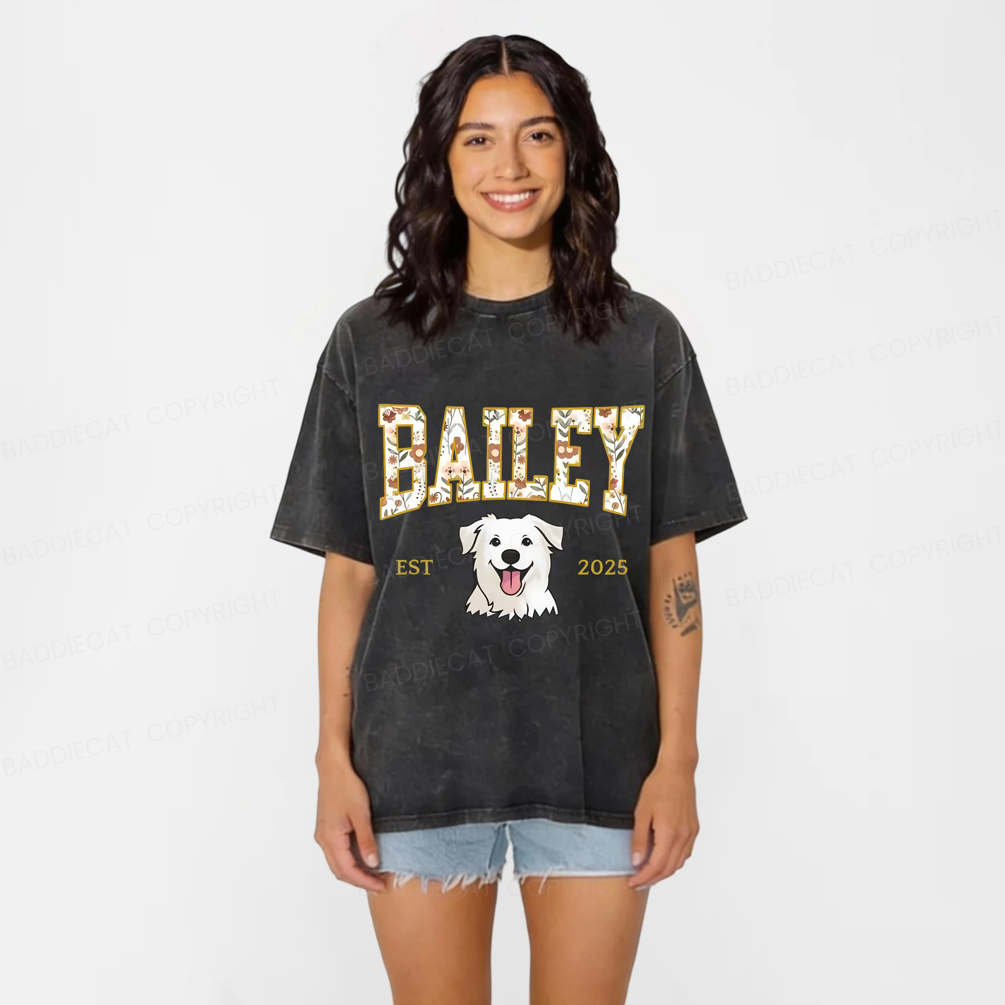 Baddiecat Dog Washed T-shirt