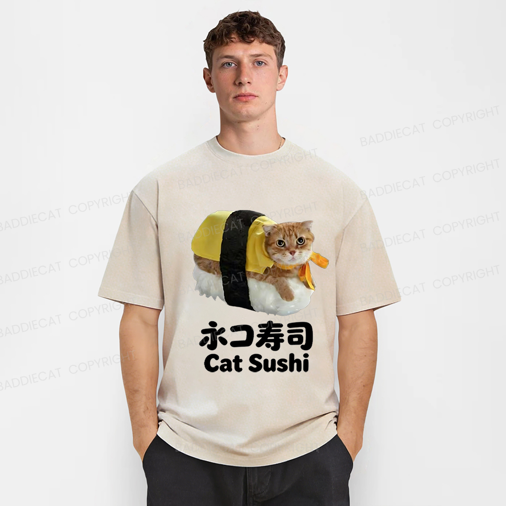 Baddiecat Cat Sushi Washed T-shirt