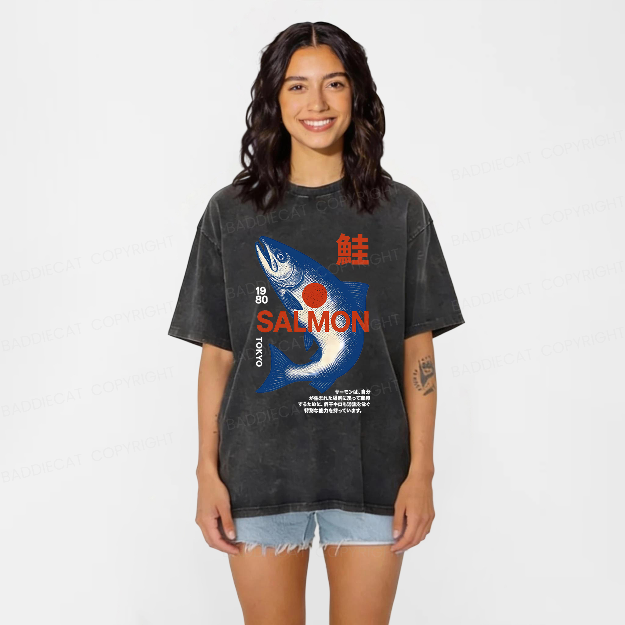 Baddiecat Salmon Washed T-shirt