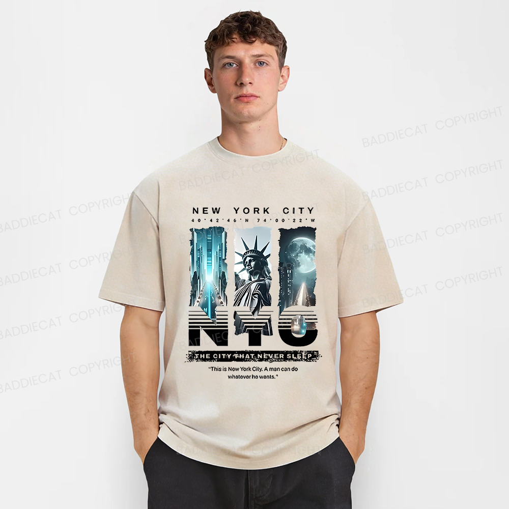 Baddiecat PAYEAH New York Sky Freedom Washed T-shirt