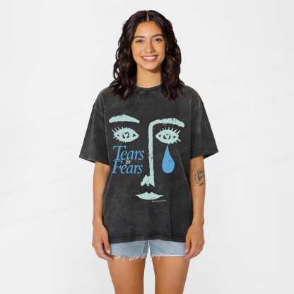 Baddiecat Tears For Fears Tee Ultra Faded Post Punk New Wave Band Washed T-shirt