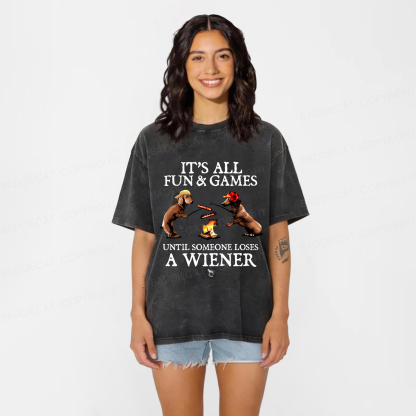 Baddiecat Dachshunds Grilling Sausages Washed T-shirt