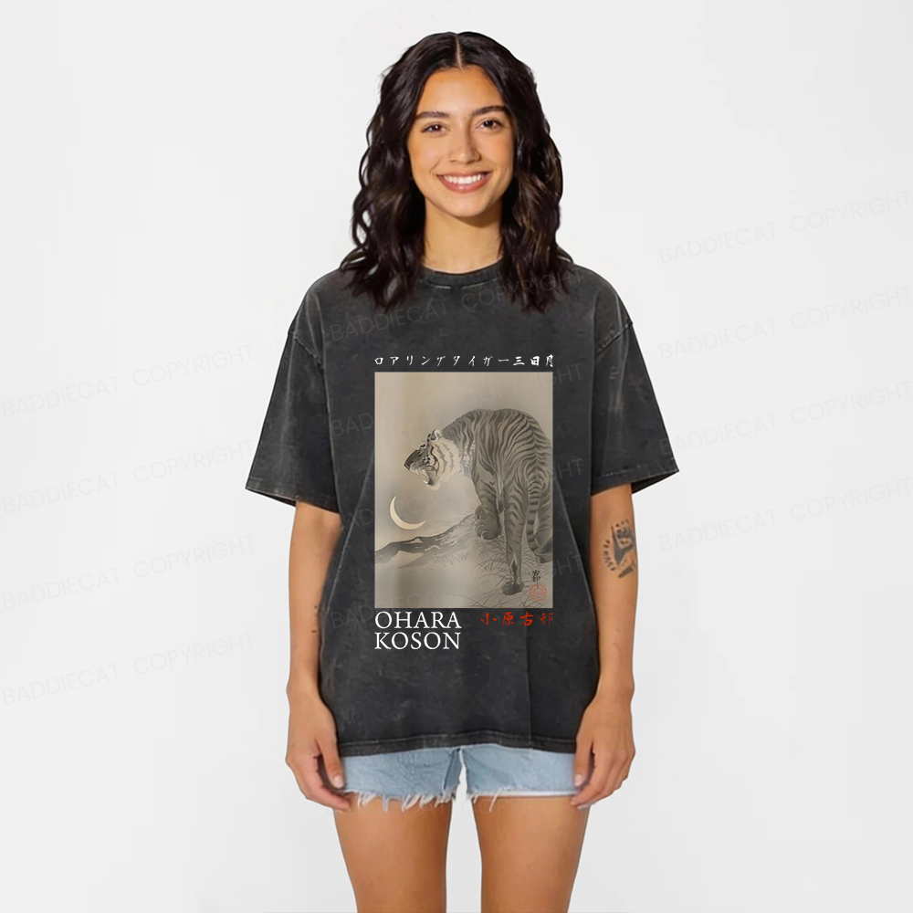 Baddiecat Tokyo Japanese Tiger Washed T-shirt