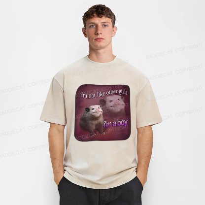 Baddiecat I'm Not Like Other Girls I'm A Boy Possum Washed T-shirt