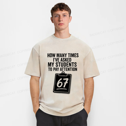 Baddiecat Sixty-Seven Points Teacher Washed T-shirt