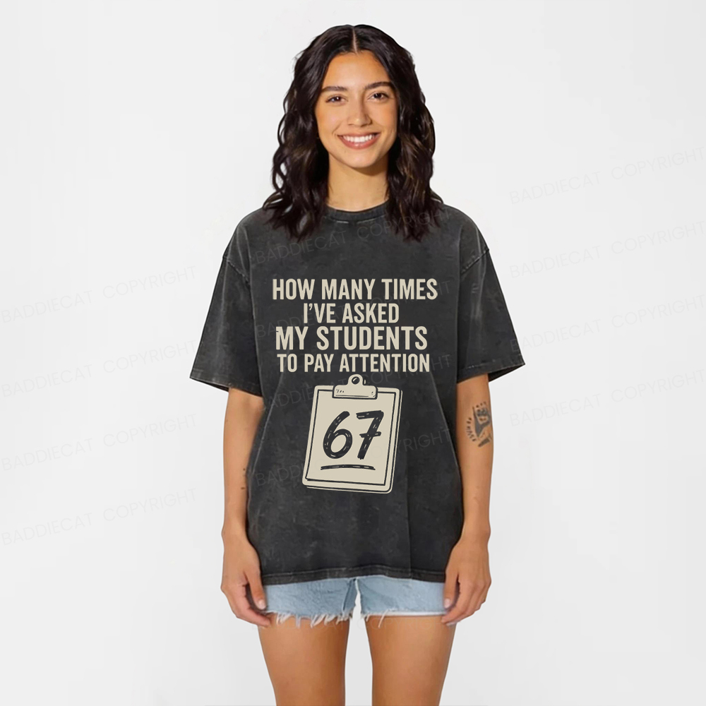 Baddiecat Sixty-Seven Points Teacher Washed T-shirt