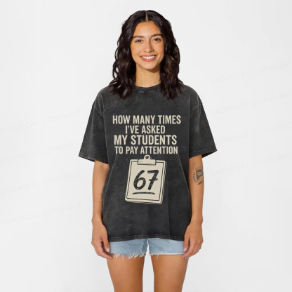Baddiecat Sixty-Seven Points Teacher Washed T-shirt