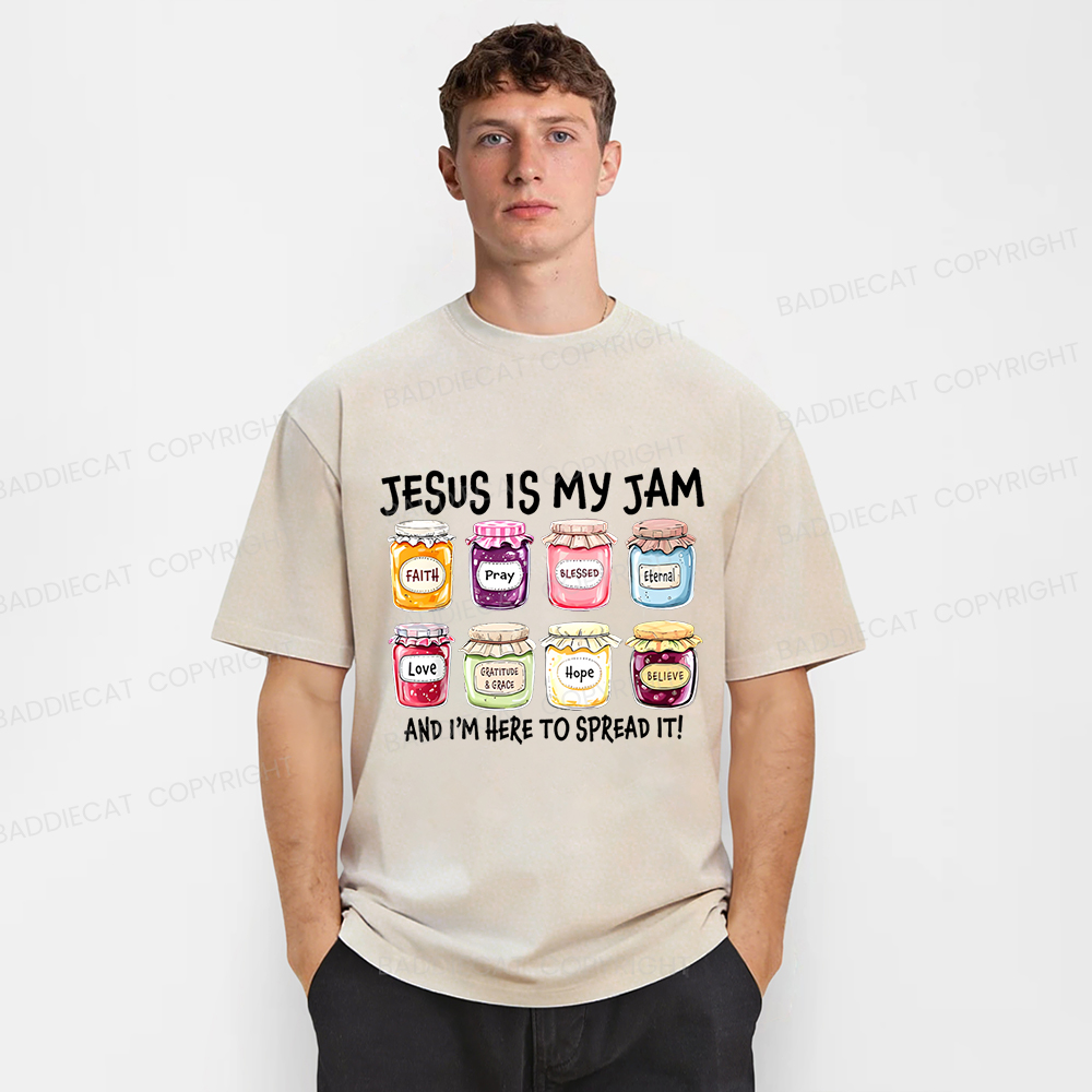 Baddiecat Jesus Is My Jam And Im Here To Spread Christian Bible Verse Washed T-shirt