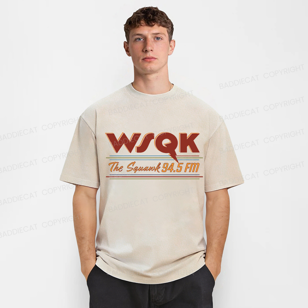 Baddiecat WSQK The Squawk 94.5 FM Retro Washed T-shirt