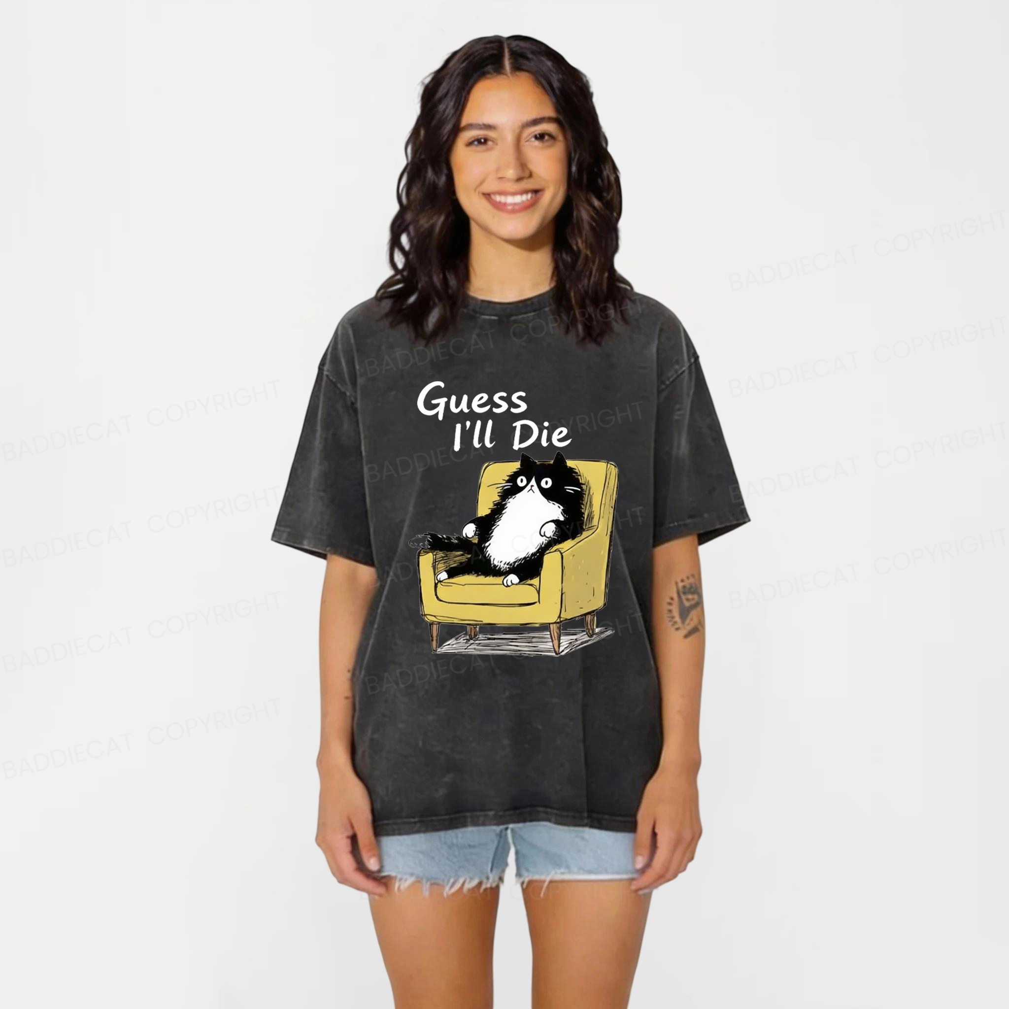 Baddiecat Guess I'll Die Washed T-shirt