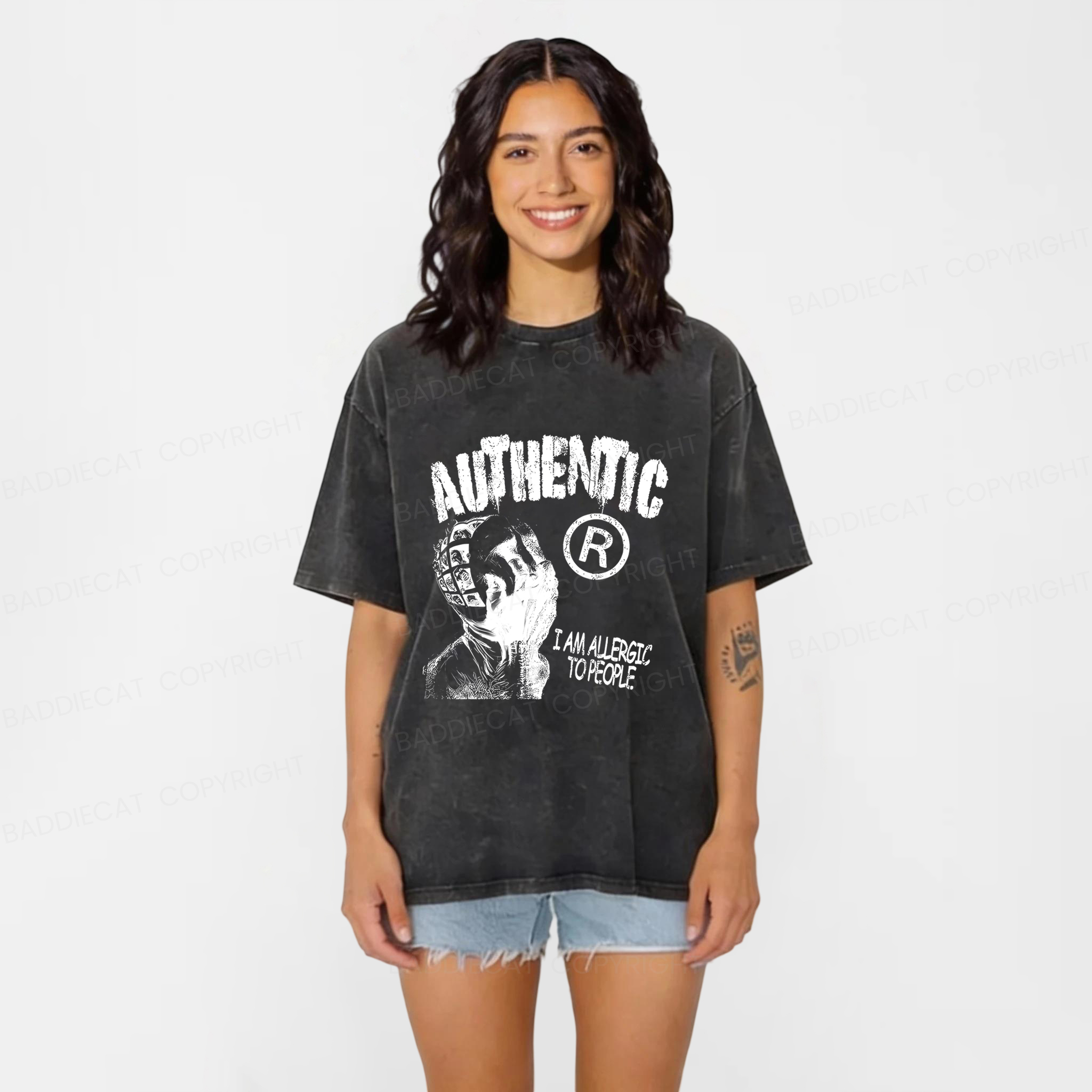 Baddiecat Y2k Retro Graphic Authentic Washed T-Shirt