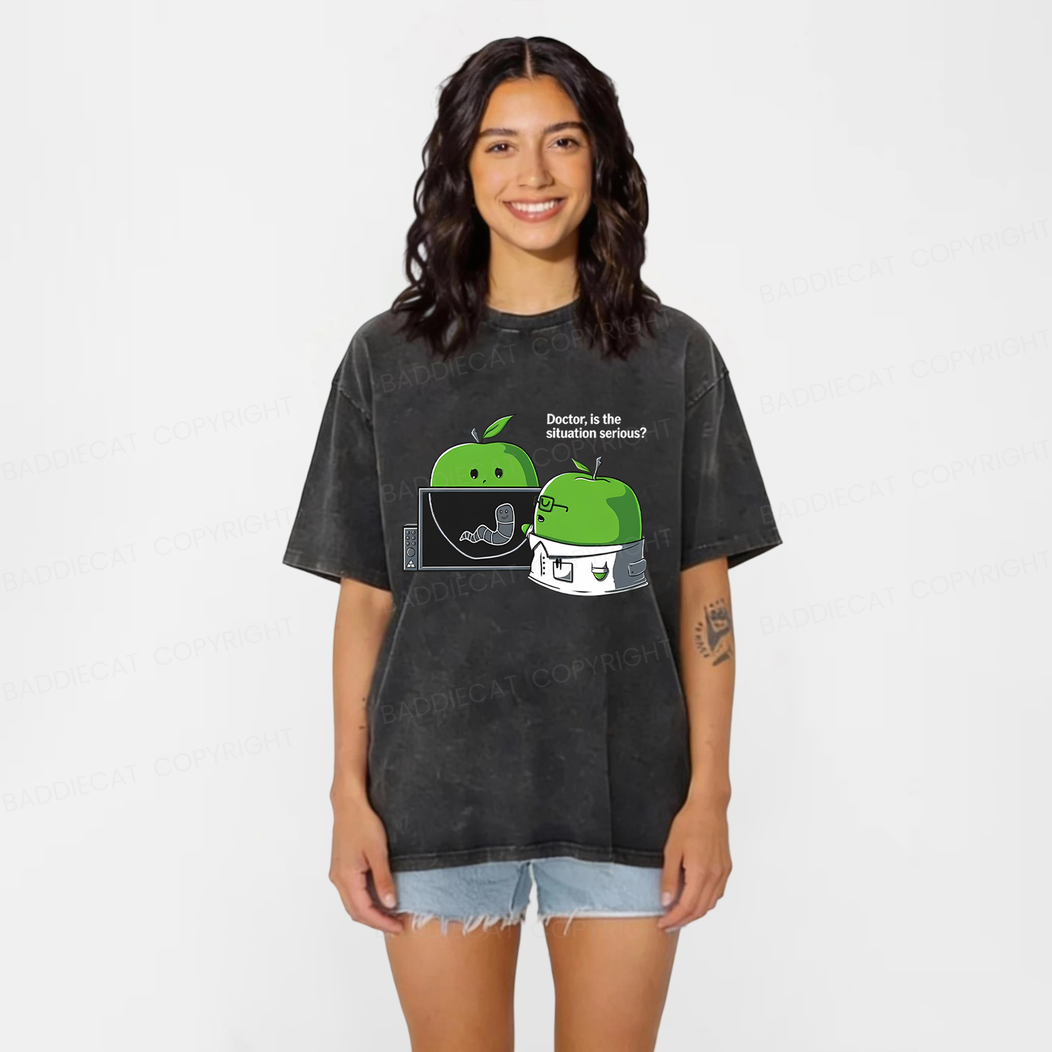 Baddiecat Doctor Is The Situation Serious Funny Washed T-shirt