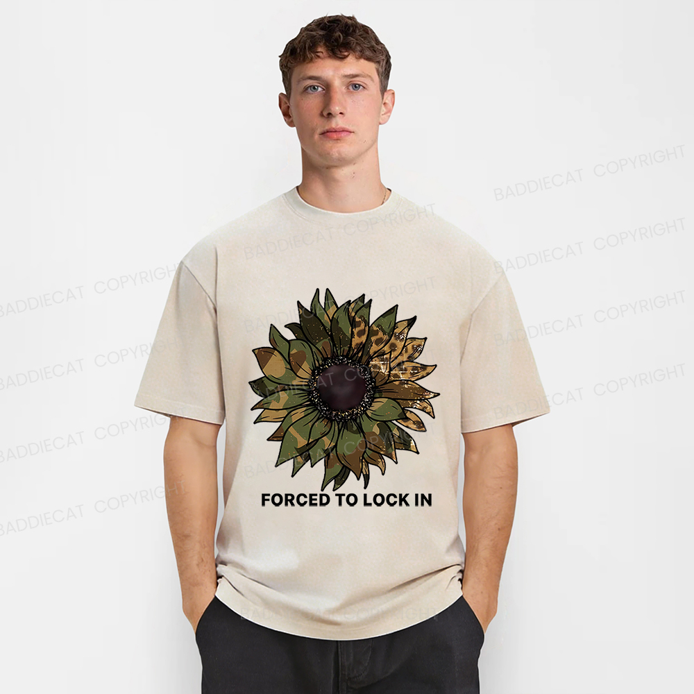 Baddiecat Camo Sunflower Washed T-shirt