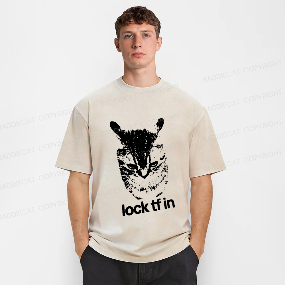 Baddiecat Cat Lock Tf In Washed T-Shirt