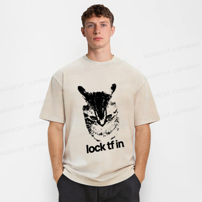 Baddiecat Cat Lock Tf In Washed T-Shirt