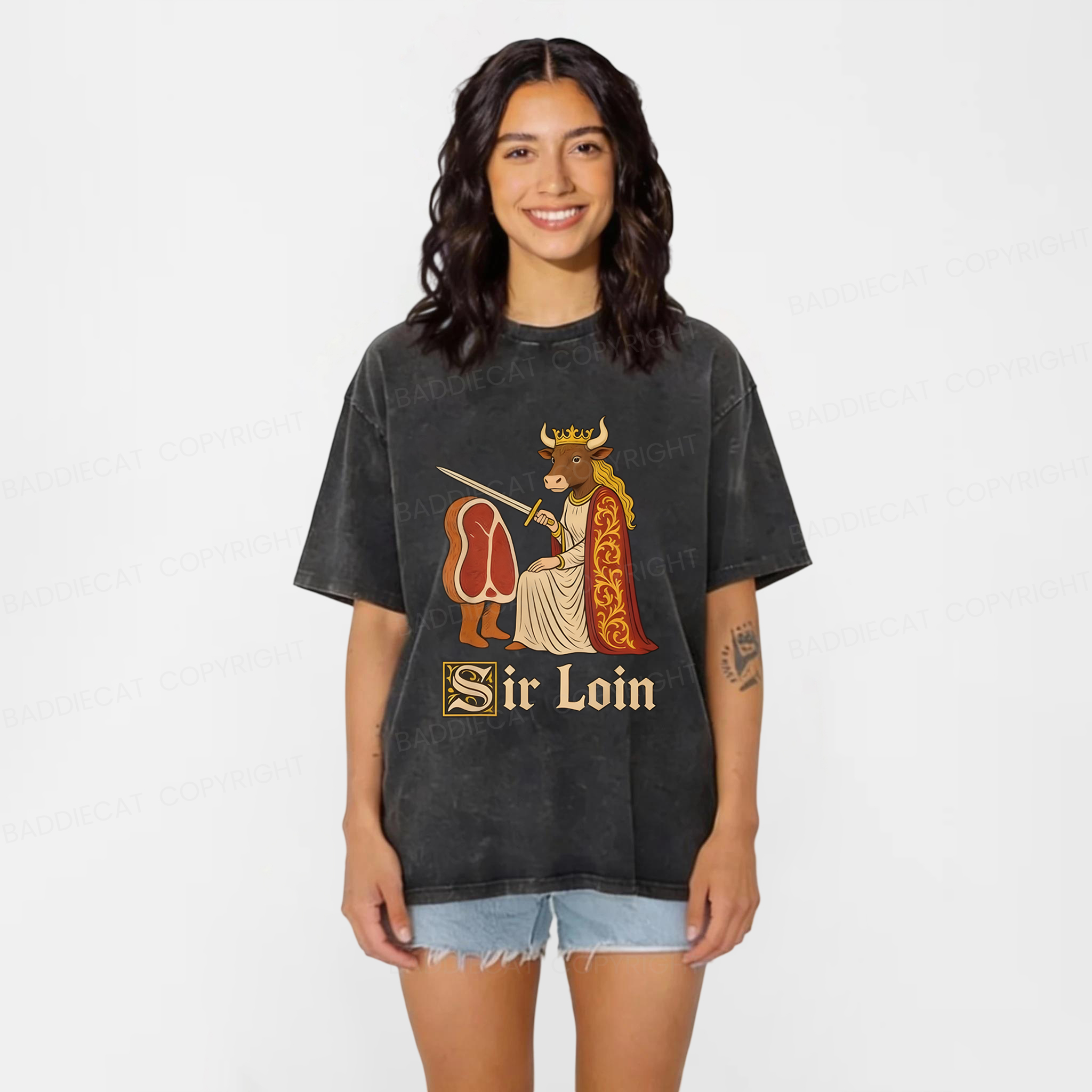 Baddiecat Sir Loin Washed T-shirt