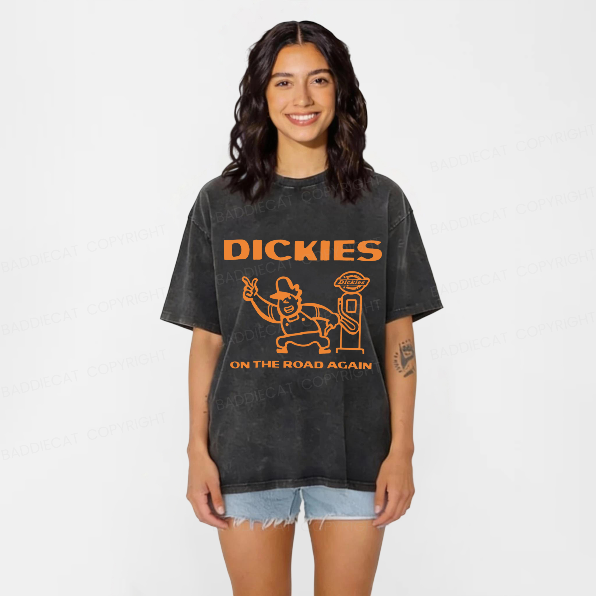 Baddiecat Dickies Burns Washed T-shirt