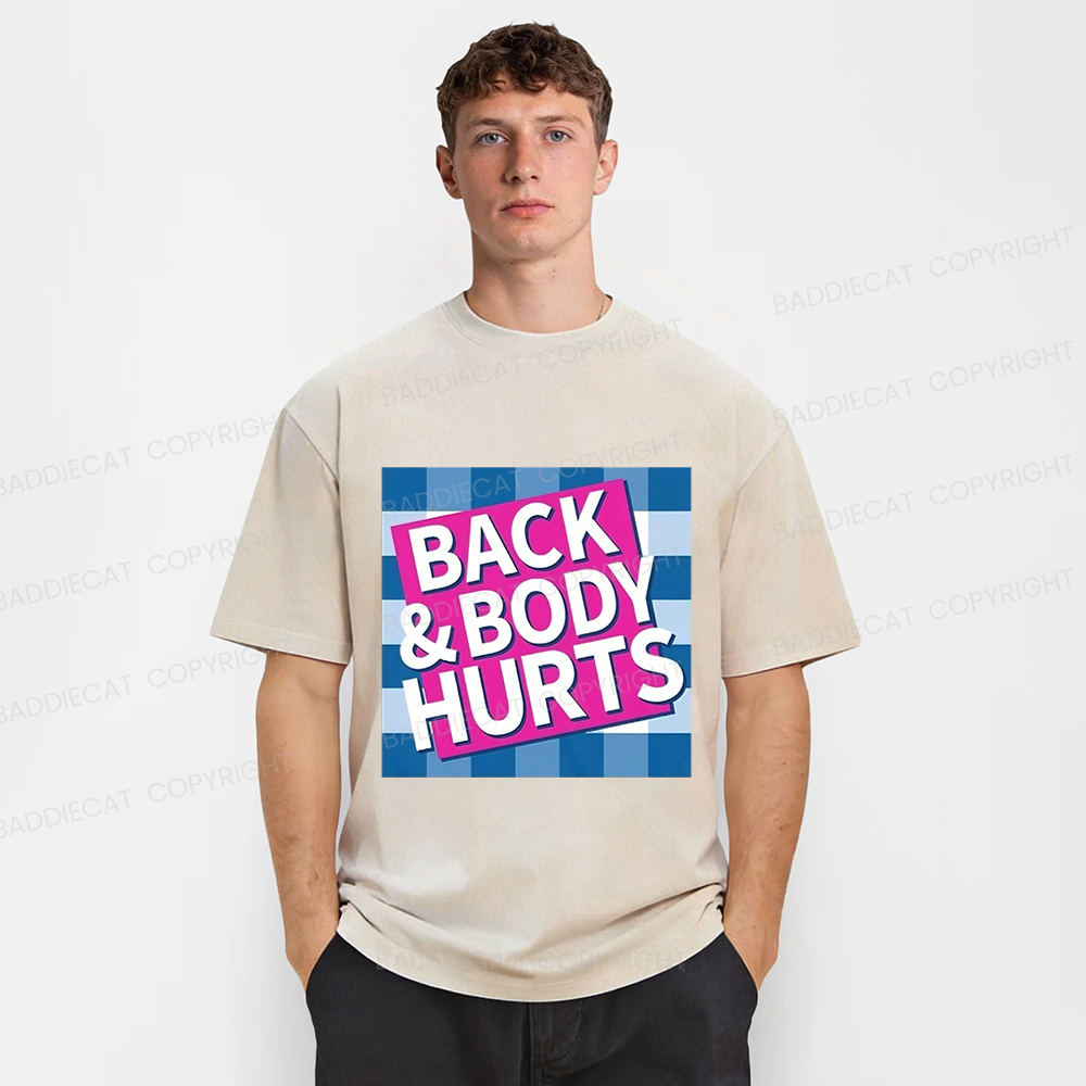 Baddiecat Back Body Hurts Washed T-shirt
