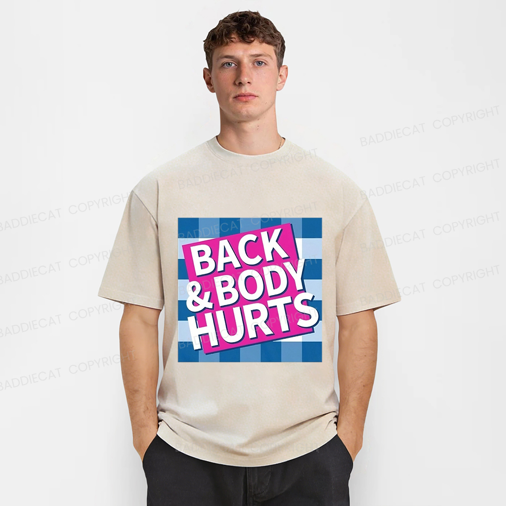 Baddiecat Back Body Hurts Washed T-shirt