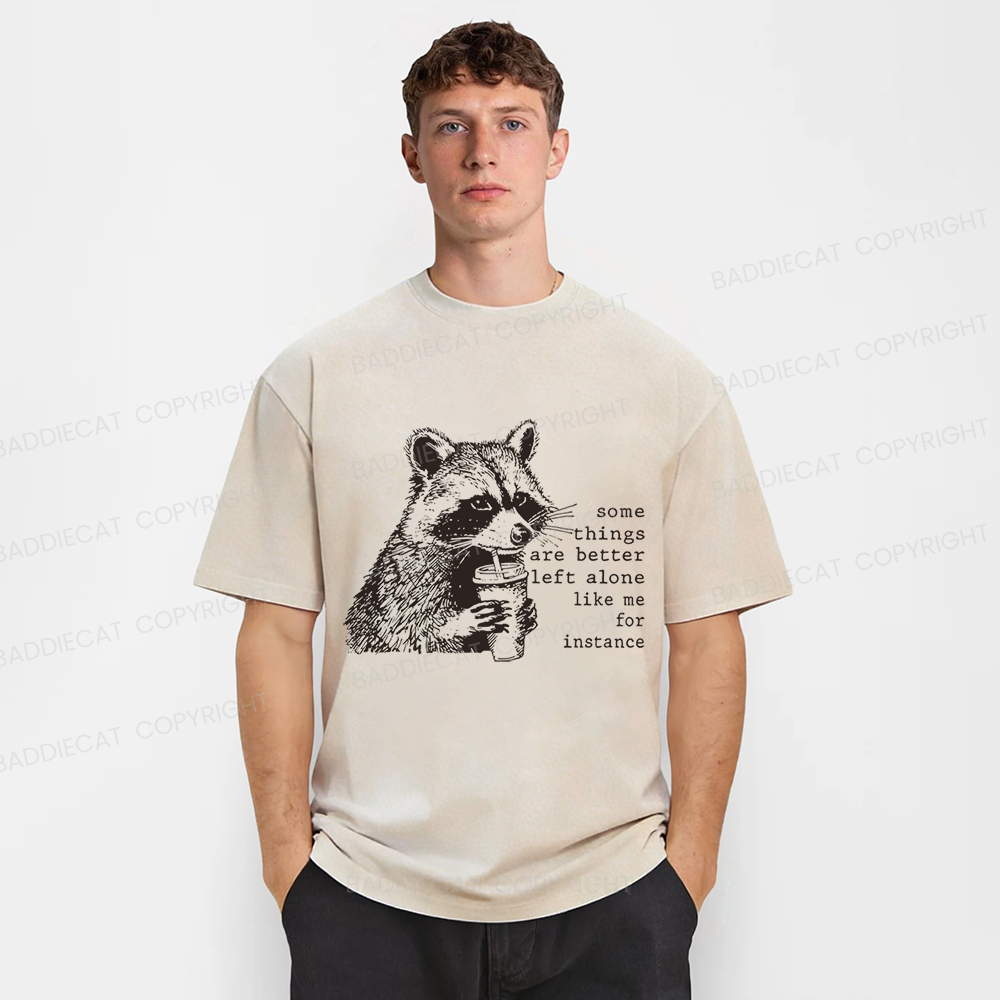 Baddiecat Retro Some Things Are Better Left Alone Raccoon Washed T-shirt