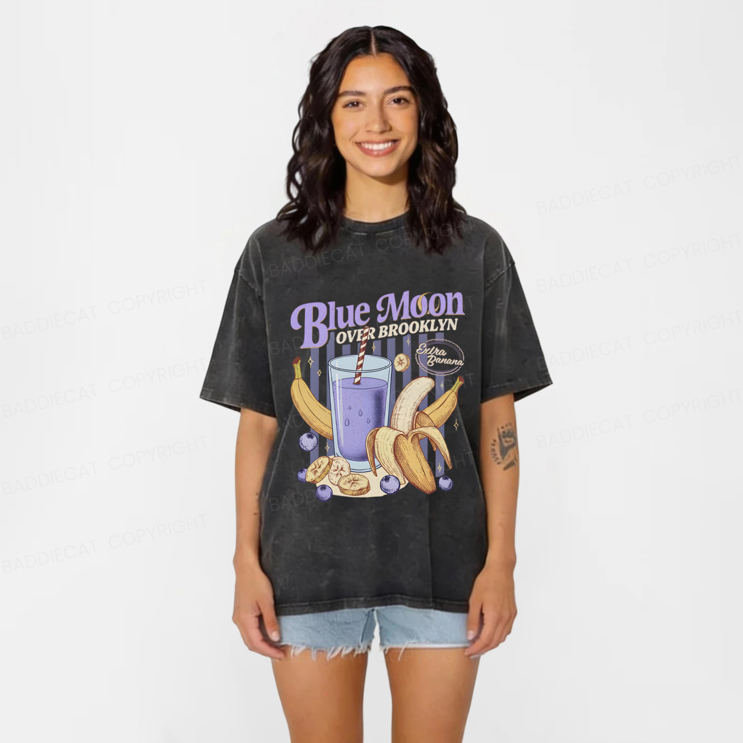 Baddiecat Blue Moon Washed T-shirt