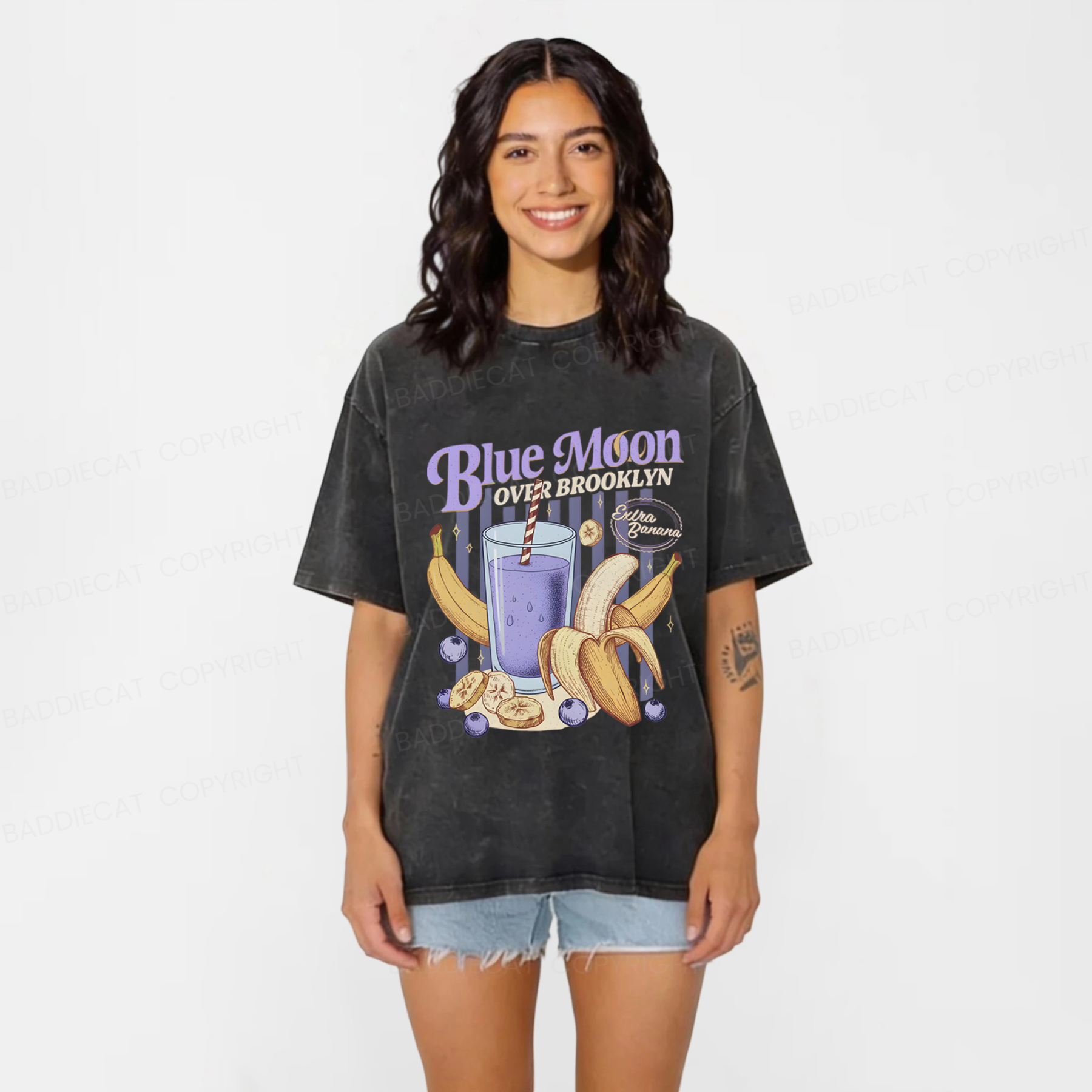 Baddiecat Blue Moon Washed T-shirt