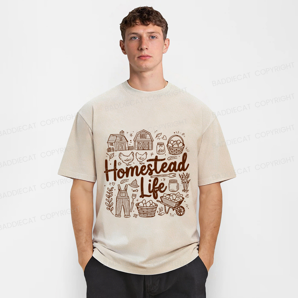 Baddiecat Homestead Life Washed T-shirt