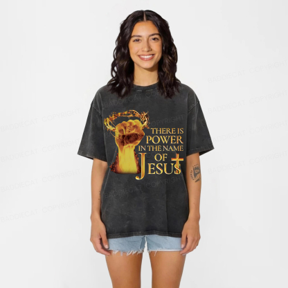 Baddiecat Jesus Christian Faith Washed T-shirt