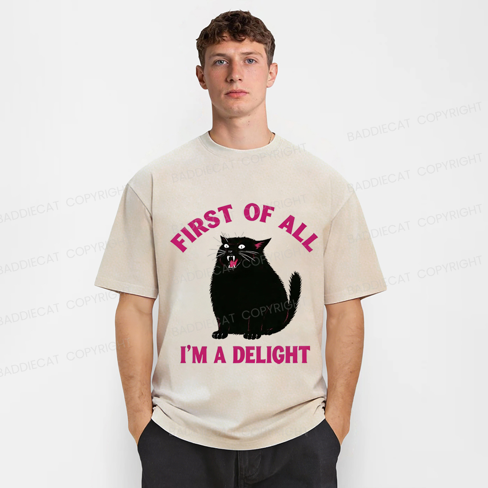 Baddiecat Funny Cat Washed T-shirt