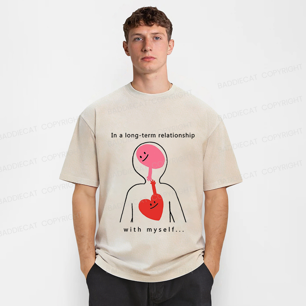 Baddiecat In A Long-term Relationship With Myself Washed T-shirt
