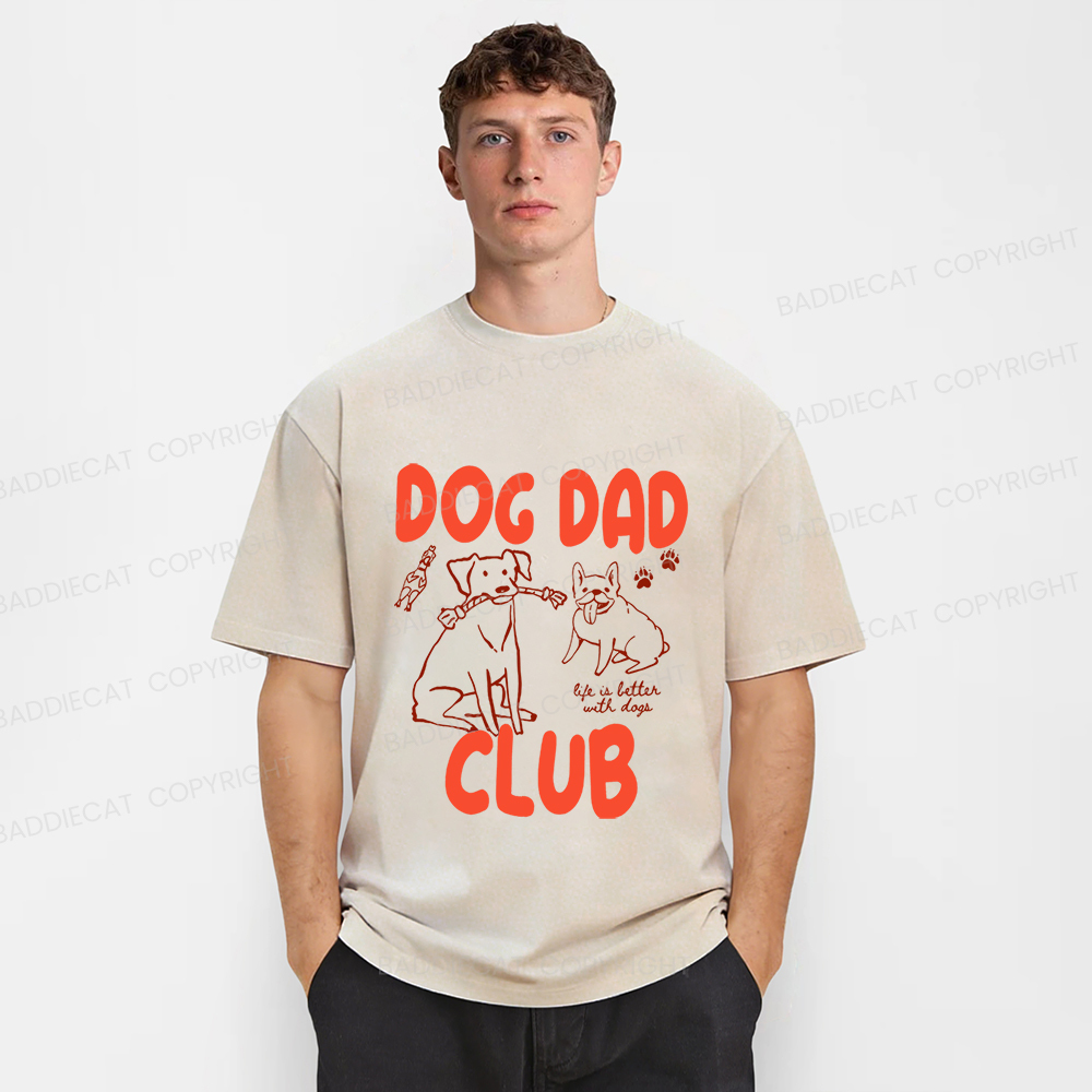 Baddiecat Dog Dad Club Washed T-shirt