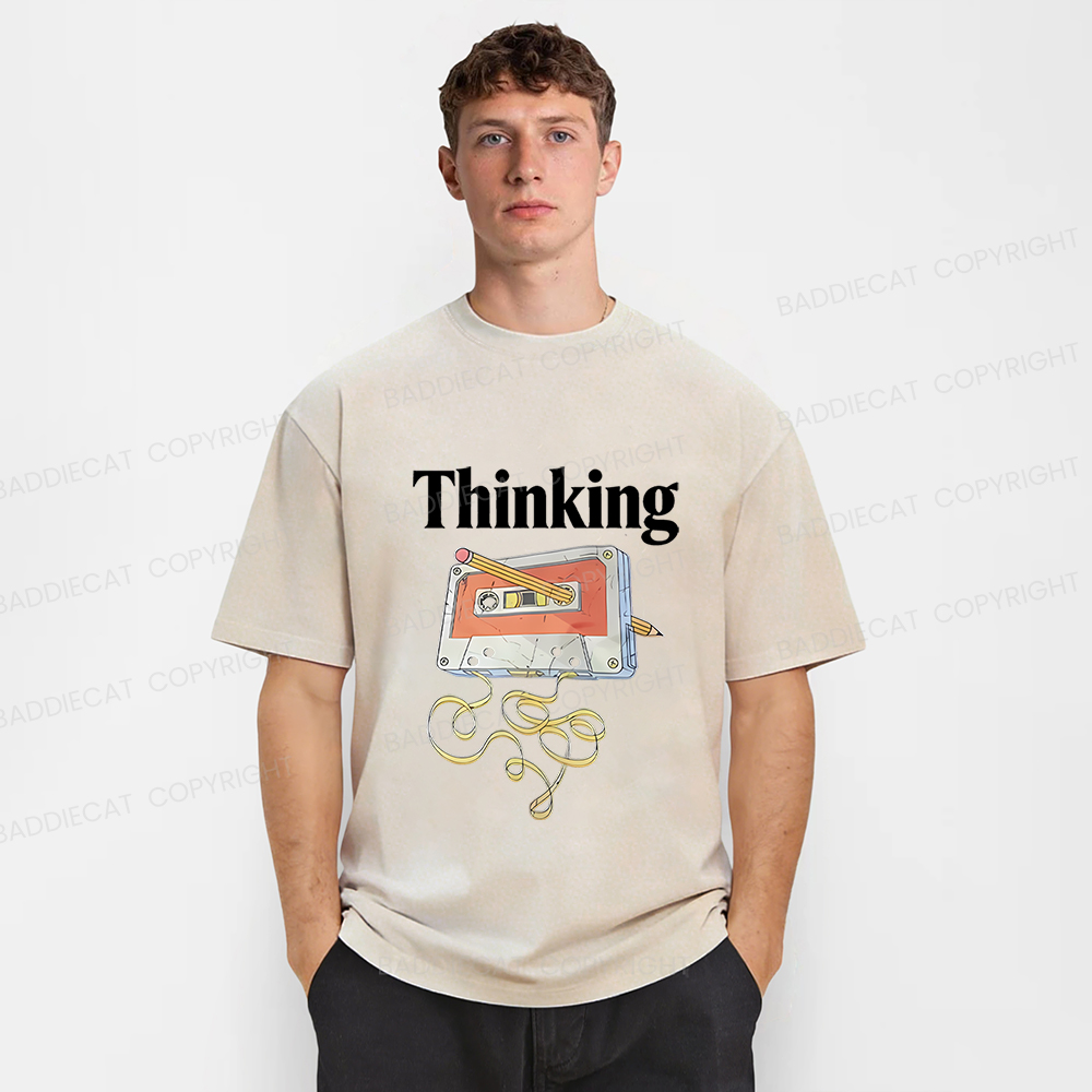 Baddiecat Tape Thinking Washed T-shirt