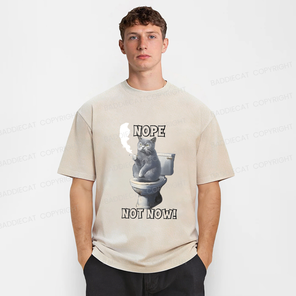 Baddiecat Cat Nope Not Now Washed T-Shirt