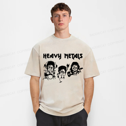 Baddiecat Heavy Metals Music Washed T-shirt