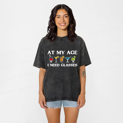 Baddiecat At My Age I Need Glasses Washed T-shirt