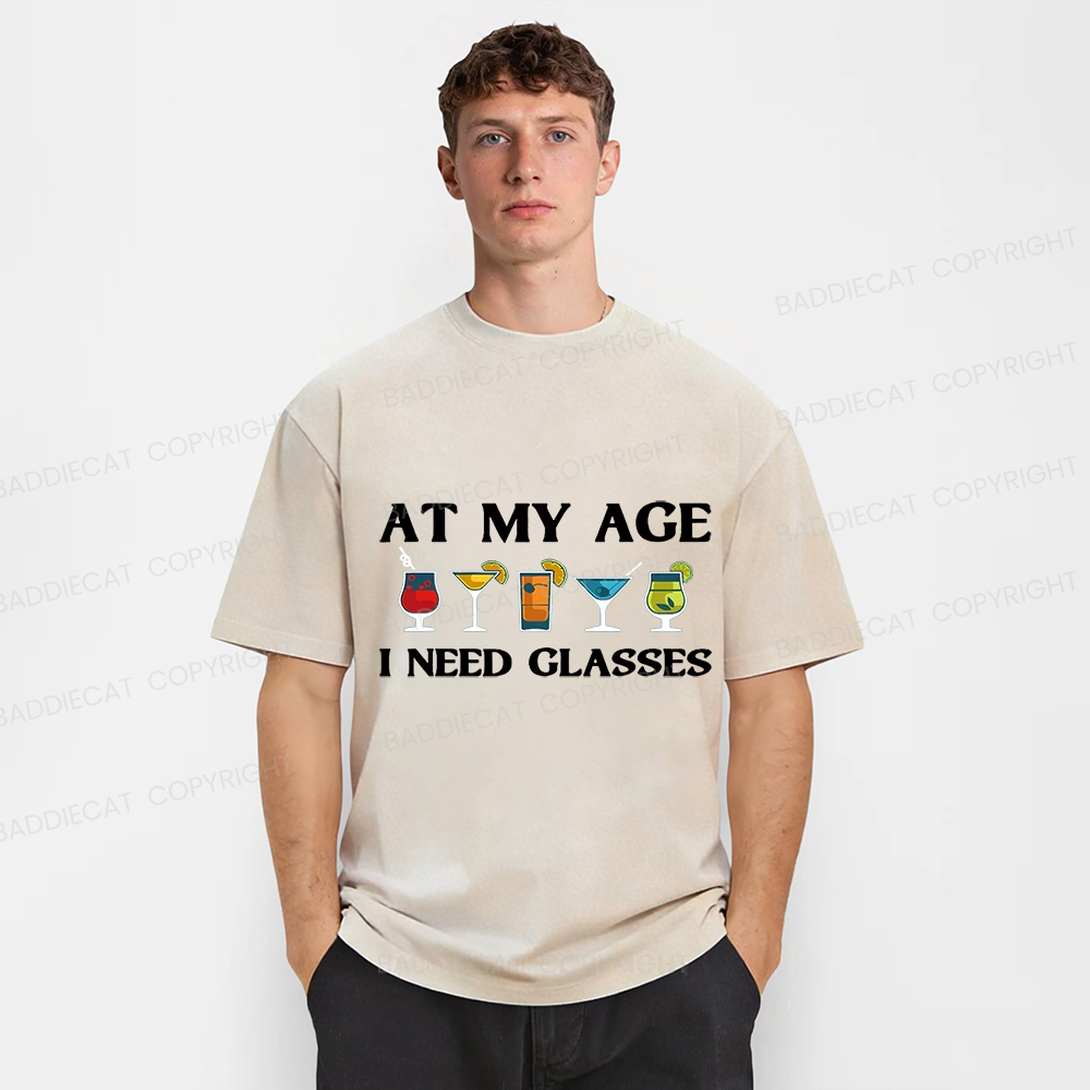 Baddiecat At My Age I Need Glasses Washed T-shirt