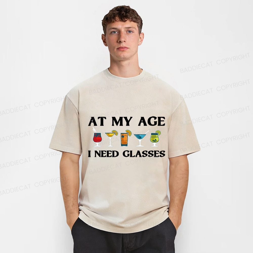 Baddiecat At My Age I Need Glasses Washed T-shirt