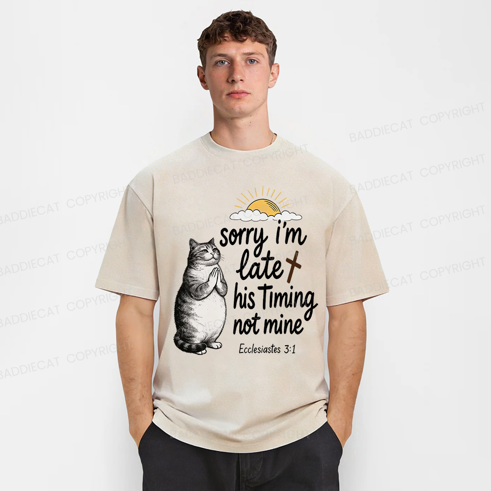 Baddiecat God's Timing Not Mine Washed T-shirt