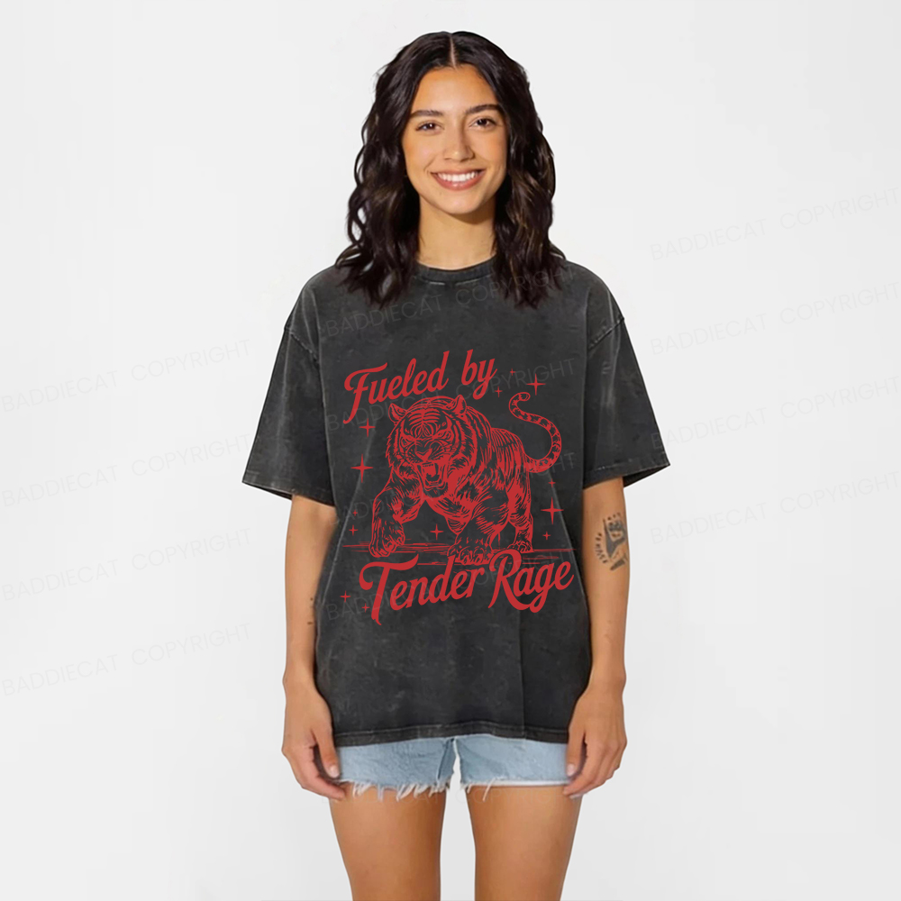 Baddiecat Tiger Fueled By Tender Rage Washed T-shirt