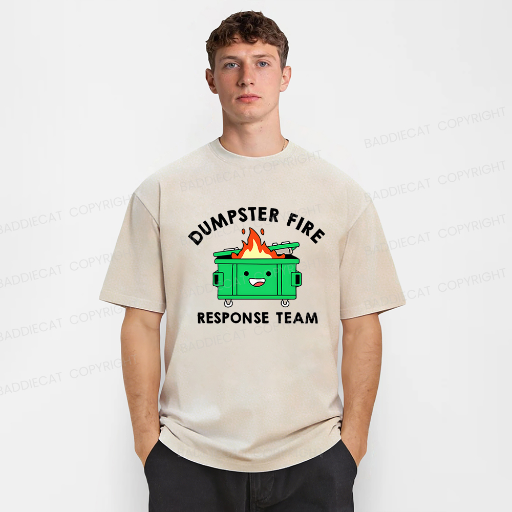 Baddiecat Dumpster Fire Response Team Washed T-Shirt