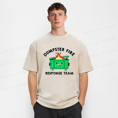 Baddiecat Dumpster Fire Response Team Washed T-Shirt