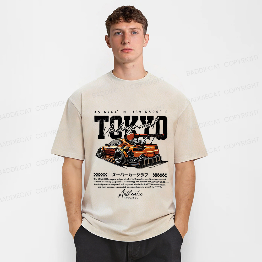 Baddiecat Tokyo Racing Car Washed T-shirt