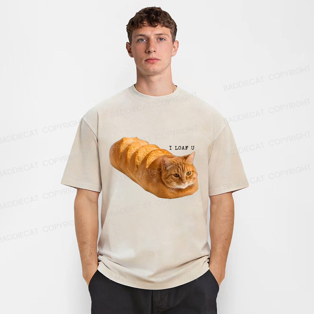 Baddiecat Cat Bread Funny Meme Washed T-shirt