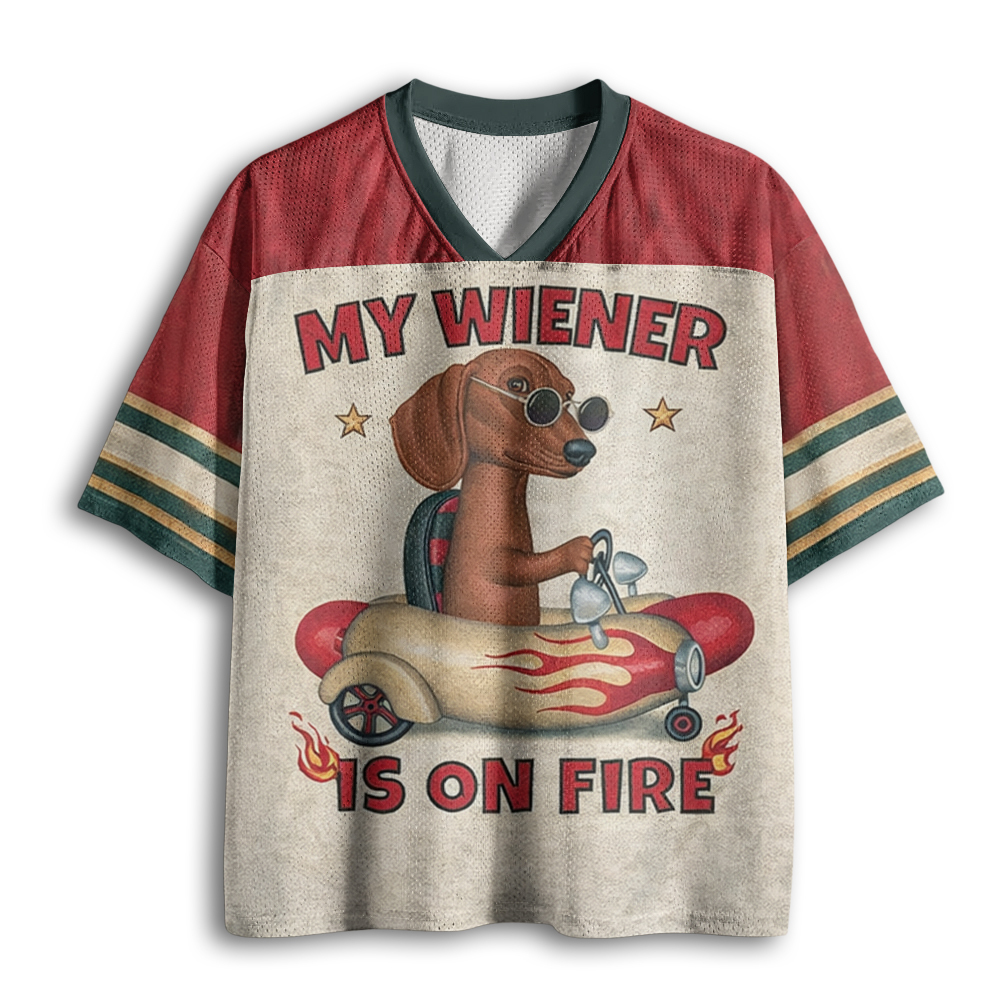Baddiecat My Wiener Is On Fire Hot Dog Car Mesh Jersey