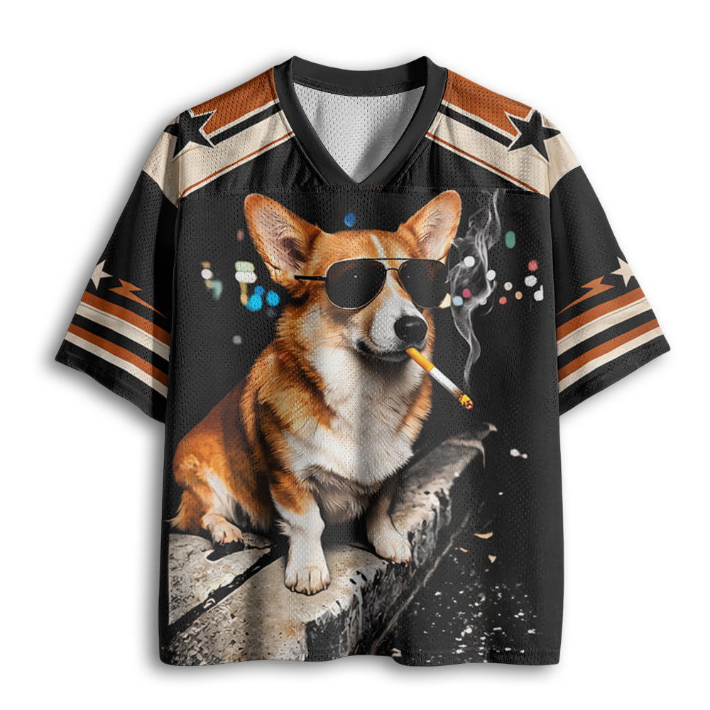Baddiecat Corgi Dog Smoking Mesh Jersey
