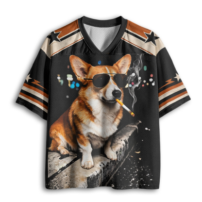 Baddiecat Corgi Dog Smoking Mesh Jersey
