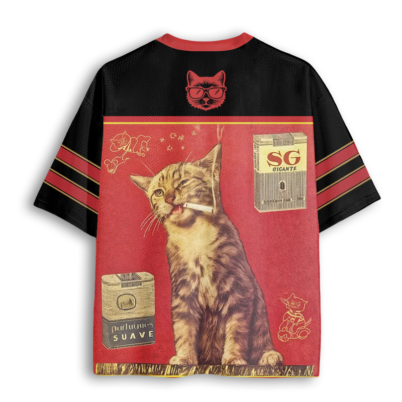 Baddiecat Smoking Cat Mesh Jersey