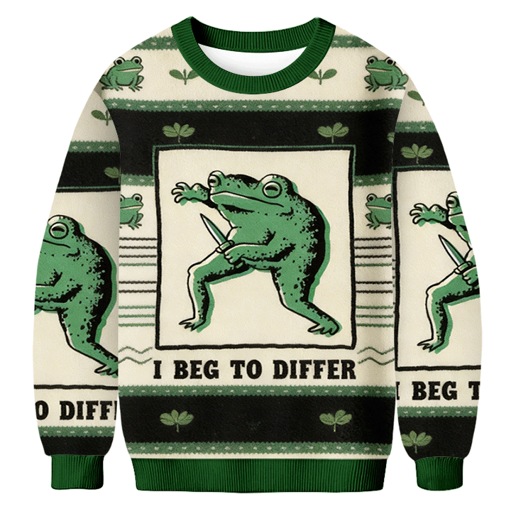 Baddiecat I Beg To Differ Frog Ugly Sweatshirt