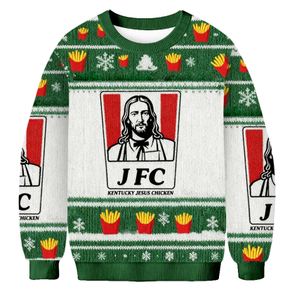 Baddiecat Jfc Kentucky Jesus Chicken Christmas Ugly Sweatshirt